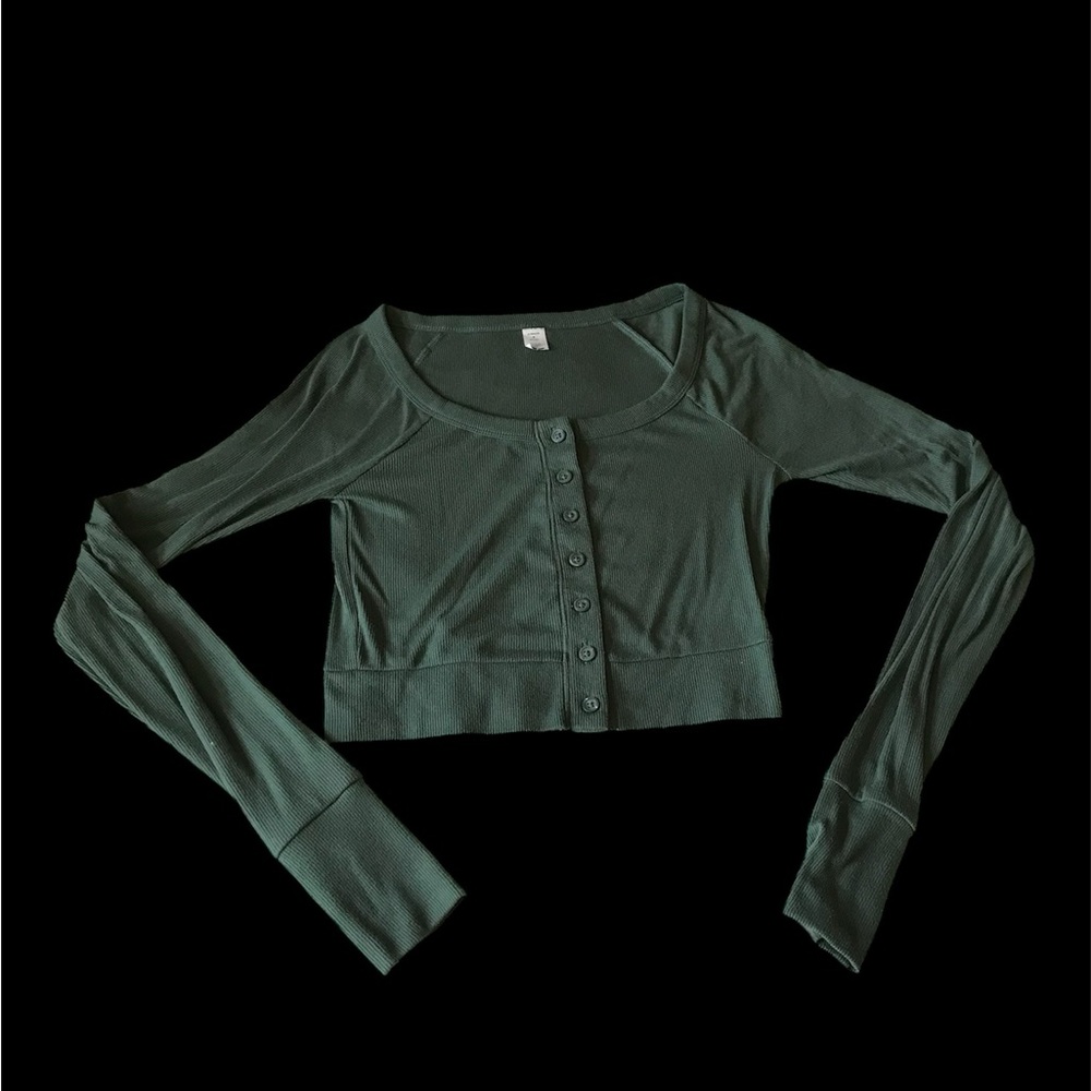 Ultralite Long Sleeve Green Crop Top Small
